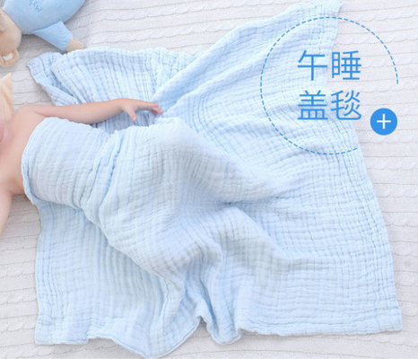 幼児Bathタオルの健康3つの層の40S 110*100の淡いブルーのガーゼの生地の