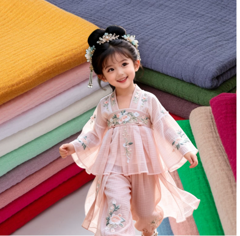 135GSM 綿 100% ダブルガーゼ生地、ベビーおよび子供服用の 200 以上の在庫色あり
